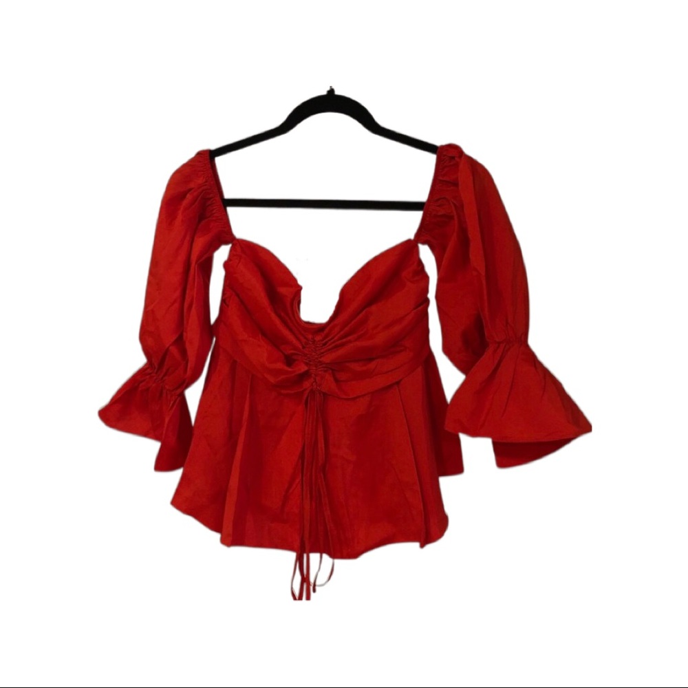 Nasty Gal Red Off-the-shoulder Puff-Sleeved Top